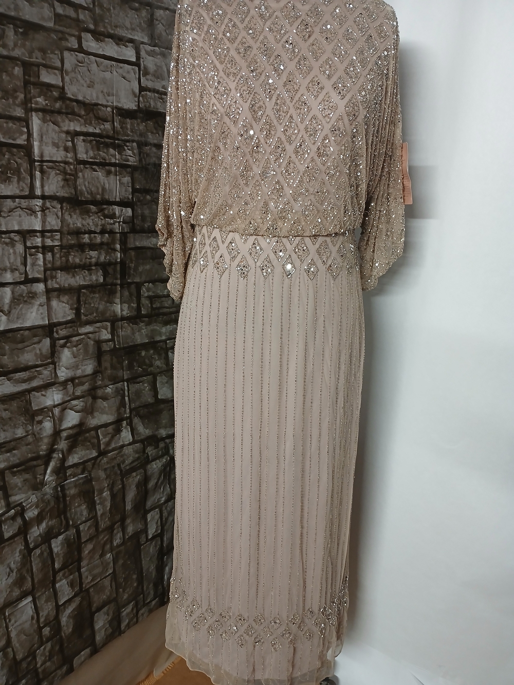 BHLDN Beaded Champagne Maxi Dress